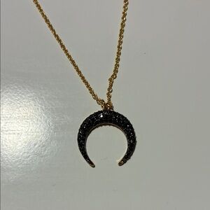Alternative Gold and Black Crescent Necklace